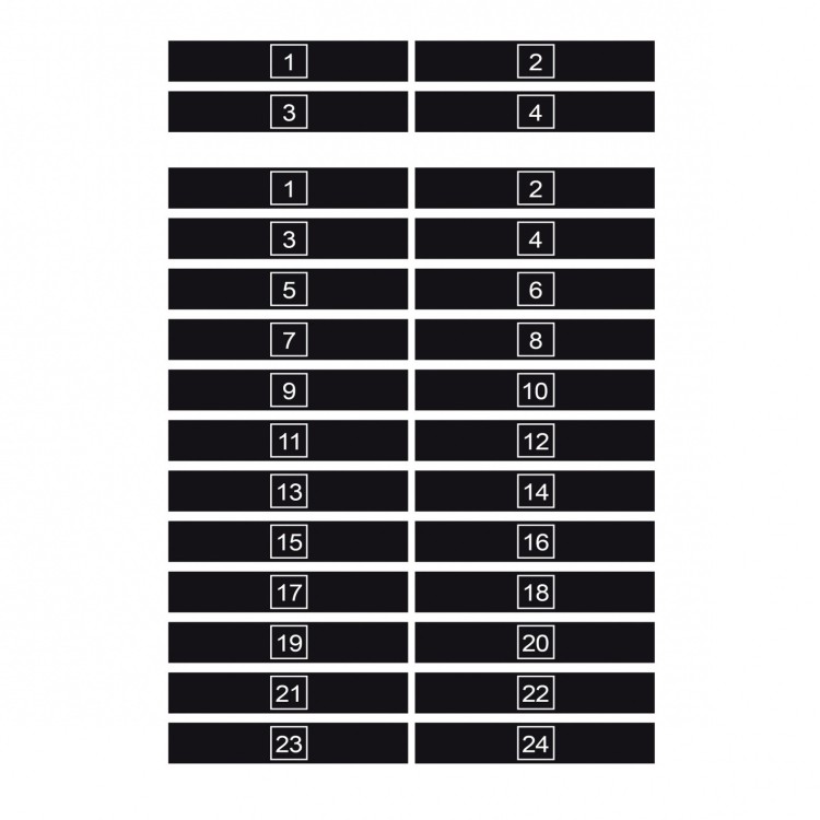 Etichette in PVC adesivo per la numerazione di connettori nei sistemi audio