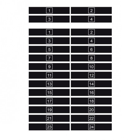 Etichette in PVC adesivo per la numerazione di connettori nei sistemi audio