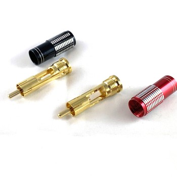 2 Pezzi Spina RCA dorata, PROFESSIONALE, corpo alluminio, foro 7 mm