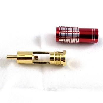 2 Pezzi Spina RCA dorata, PROFESSIONALE, corpo alluminio, foro 7 mm