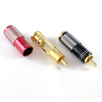 2 Pezzi Spina RCA dorata, PROFESSIONALE, corpo alluminio, foro 7 mm