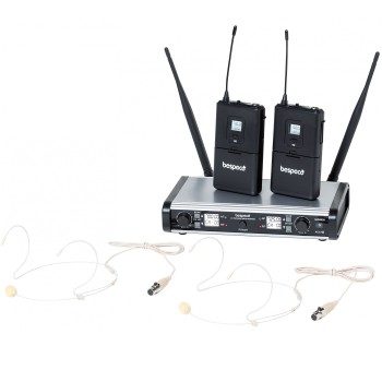 Bespeco, Doppio radiomicrofono Headset Archetto UHF 200 canali selezionabili
