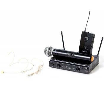 Doppio radiomicrofono VHF Headset + Palmare frequenza fissa, Bespeco