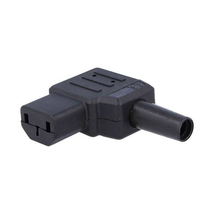 Presa Tripolare inclinata a 90° ingresso cavo dx, C13 IEC 320 250VAC 10A