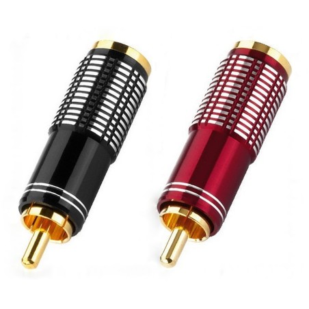 2 Pezzi Spina RCA dorata, PROFESSIONALE, corpo alluminio, foro 7 mm