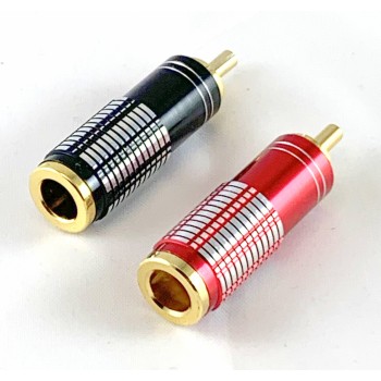 2 Pezzi Spina RCA dorata, PROFESSIONALE, corpo alluminio, foro 7 mm