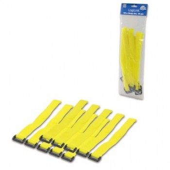Fascette Velcro Fermacavo Gialle, Set da 10 pz 300x20mm