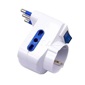 MULTIPRESA ADATTATORE TRIPLA SCHUKO INTERRUTTORE LUMINOSO 1500W, V-TAC -SKU 8716 MULTIPRESA ADATTATORE TRIPLA SCHUKO INTERRUTTORE LUMINOSO 1500W, V-TAC -SKU 8716