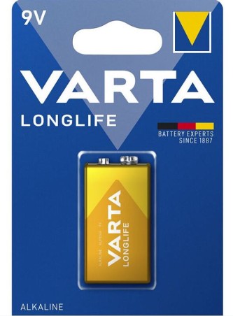 Batteria 9V Alcalina VARTA LONGLIFE, tipo "9V E-Block / 6LP3146", Transistor