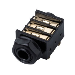 PRESA JACK STEREO 6,3 mm DA PANNELLO CON INTERRUTTORE CONTATTI A SALDARE