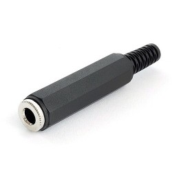 Presa jack stereo 6,3 mm con corpo in plastica e molla guidacavo Ø 6 mm