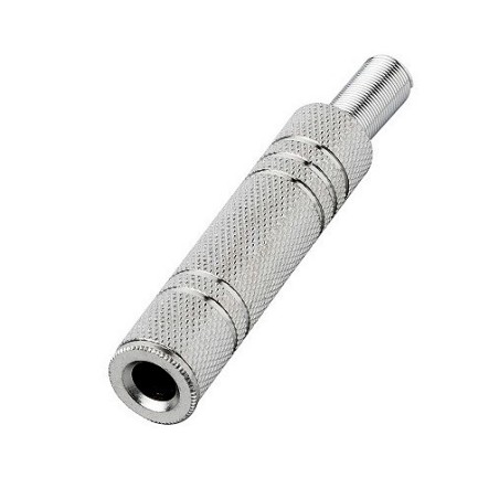 Presa jack stereo 6,3 mm TSR in metallo satinato, molla guidacavo Ø 7