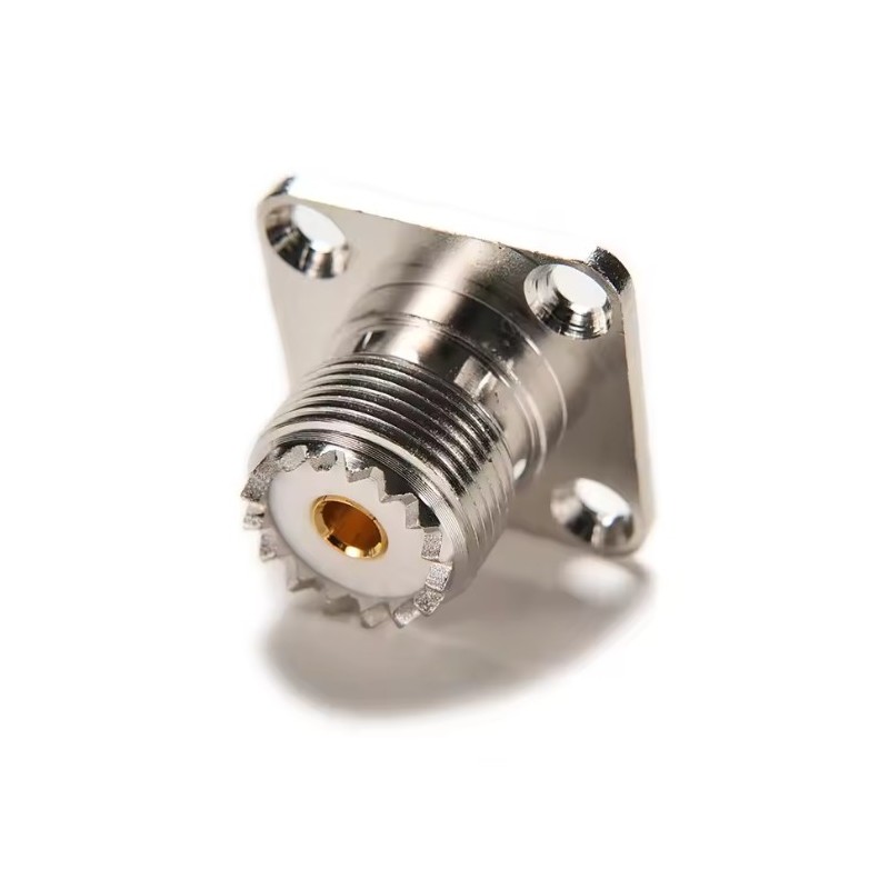 Connettore UHF Presa Femmina SO259 a Pannello con Flangia 4 fori da 25mm 50 ohm