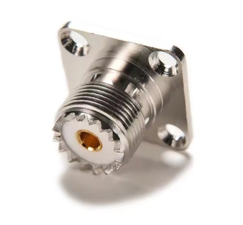 Connettore UHF Presa Femmina SO259 a Pannello con Flangia 4 fori da 25mm 50 ohm