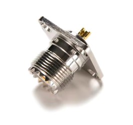 Connettore UHF Presa Femmina SO259 a Pannello con Flangia 4 fori da 25mm 50 ohm