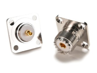 Connettore UHF Presa Femmina SO259 a Pannello con Flangia 4 fori da 25mm 50 ohm