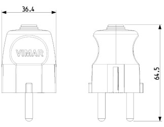 Spina Volante Shuko Tedesca, Vimar 00230 2P+T 16 A 250 V, nero